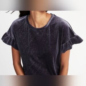 Old Navy Sparkle Velour Crew Neck Ruffle Cap Sleeve Top Women's Size L Like New